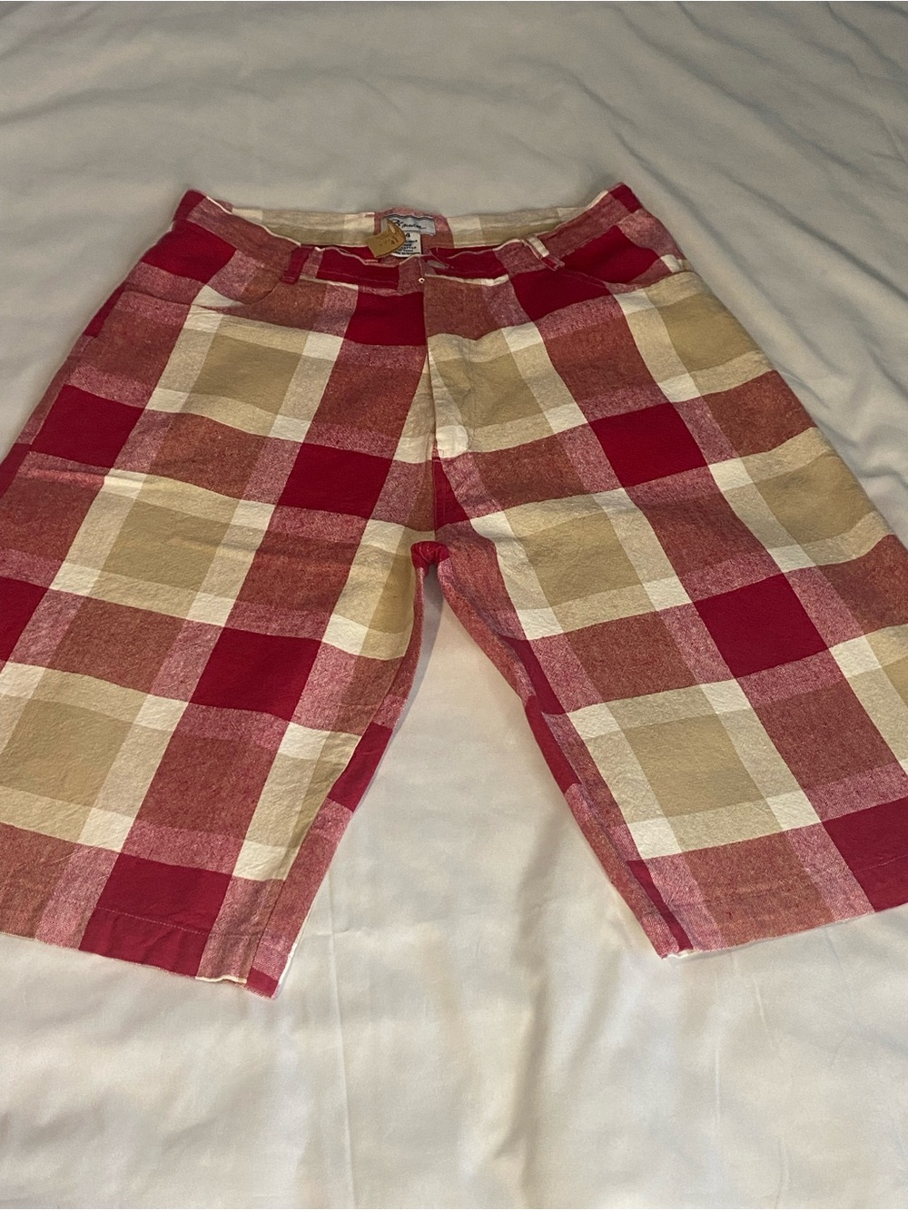 Mens Shorts by PS More Size 34 Red Checkered Plaid Flat Front Size 34